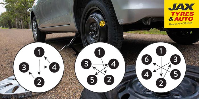 Changing Car Tyres - hand tighten the bolts in a star pattern