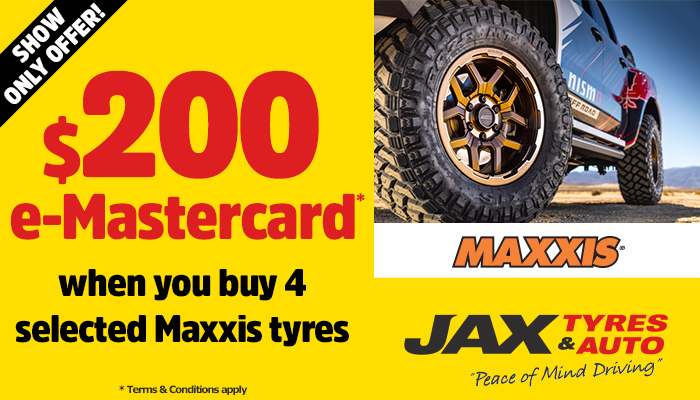 Maxxis - $200 eGift Card on 4 selected tyres